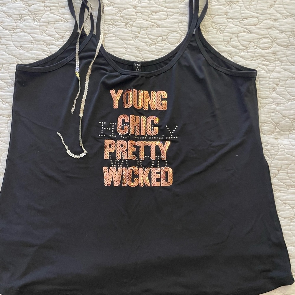 Last Chance! Chic Gray and Black Tank Top with Text Design